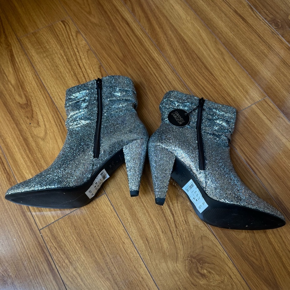 New Look Silver Heeled Boots with Glitter Finish - Picture 5 of 14